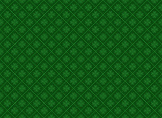 Seamless pattern for St. Patrick's day with stylish print. Green geometric background with clover, shamrock. Backdrop for the festive decoration of modern banners, cards, packaging and wallpaper.