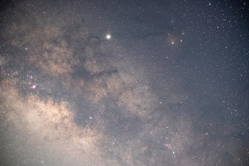 The stars and the milky way in the night sky are very beautiful.