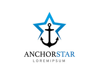 Anchor star logo template design, icon, symbol