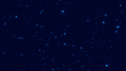 3D rendering. Starry sky. Blue glowing particles. Space with points. Space blue background.