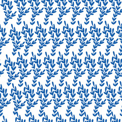 Seamless floral leaf pattern. Stylish repeating texture. Repeating texture with leaves. Blue. For textile, wallpaper.
