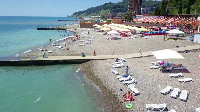 The coast and beaches of the Black sea in summer