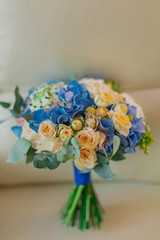 Beautiful wedding bouquet of fresh fresh flowers.