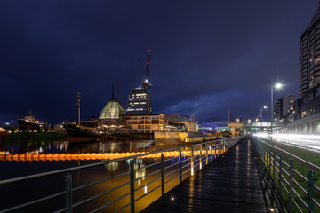 Fototapeta premium Architecture and nightscape of the city Bremerhafen in Germany