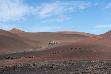 Volcanic landscape of Timanfaya National Park on island Lanzarote