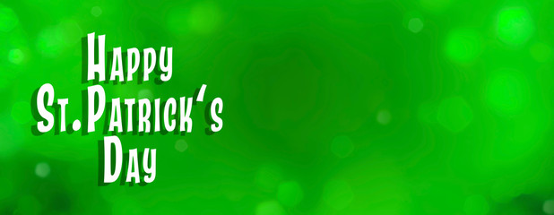 Fototapeta na wymiar St. Patrick's Day - Abstract green background banner with bokeh lights