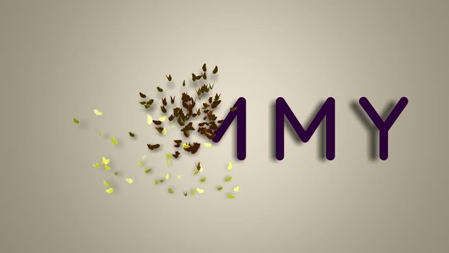 Name is Tammy. The female name on a light background disappears flying in butterflies. Minimal graphics. 4k