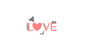 Happy Valentines Day lettering isolated on white background vector illustration. Greeting romantic design. Love symbol tagline.