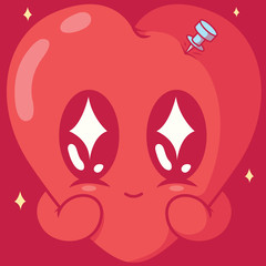 Heart character vector illustration. Valentine´s day, relationship, loneliness design concept	