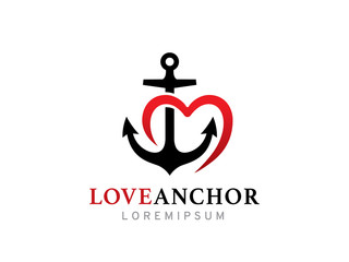 Love anchor logo template design, icon, symbol