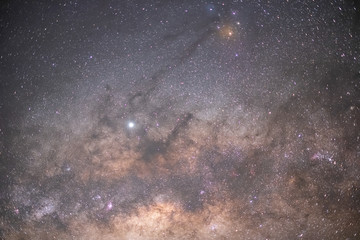 The stars and the milky way in the night sky are very beautiful.