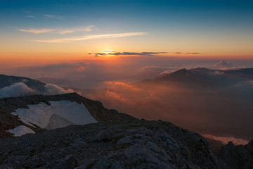 Mountain summer. Sunset. Rocky landscape