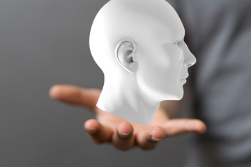 head with symbol neurons in brain.