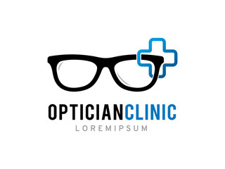 Optician clinic logo template design, icon, symbol
