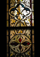 Stained glass as architecture background. Arch-see in Frombork.