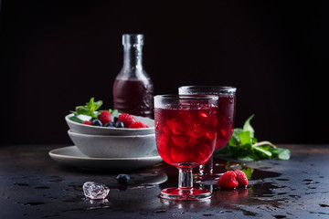Glasses of a red berry juice