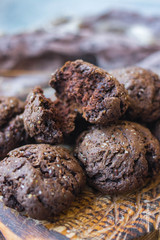 Homemade backed chocolate cookies. Vegan healthy dietary food
