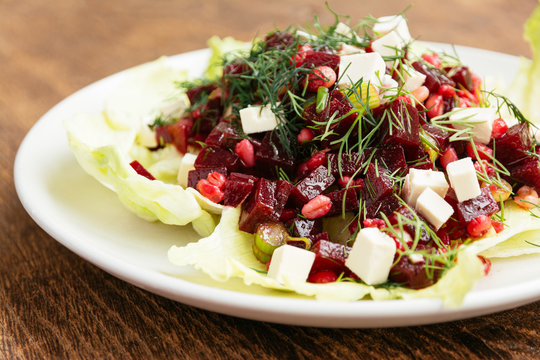 Beet and Barley Salad with Dill Dressing and Soy Cheese