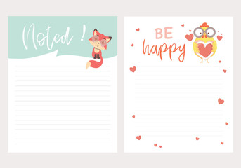 Set of animals and cute vector cards.