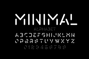 Minimal style font, alphabet letters and numbers