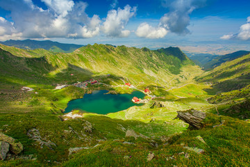 Balea lake in Fagaras mountains, Romania