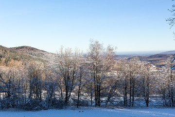 Winter mountains on a bright sunny day