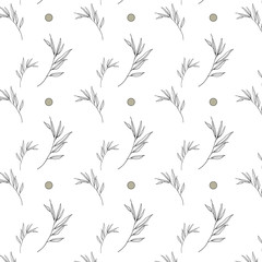 Spring seamless pattern on a white background, Floral pattern, Botanical print