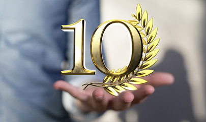 10 years anniversary celebration logotype with elegant celebration.