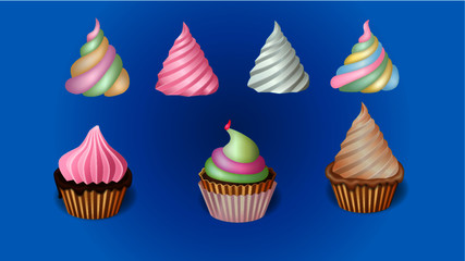 Seven delicious cupcakes