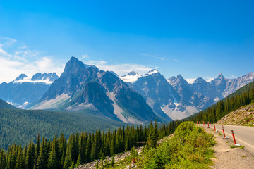 Rocky Mountains. Mountain Road in Alberta, Canada.