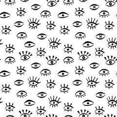 Seamless pattern with hand draw eye