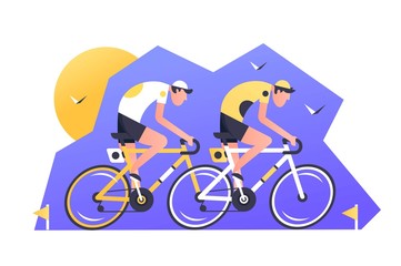 Fototapeta na wymiar Two athlete cyclist racers