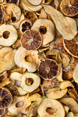 texture of dry apple, pear and orange 