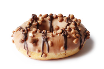 Sweet donuts with chocolate icing isolated on a white background