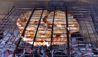 Frying of a barbecue