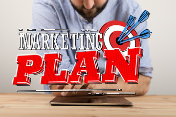 Dart arrow on target dartboard, Business success concept..