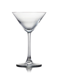 Empty red martini glass isolated on a black background