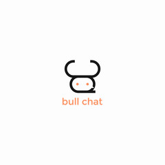 ILLUSTRATION ABSTRACT BULL WITH  CHAT APPS LOGO ICON TEMPLATE SIMPLE DESIGN VECTOR