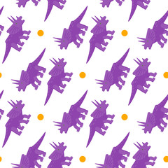 Seamless pattern with flat style icons of Triceratops. Background with dinosaur for different design.