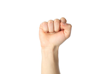 Obraz premium Male fist isolated on white background. Gestures