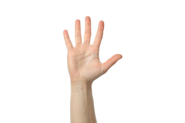 Female hand isolated on white background. Gestures