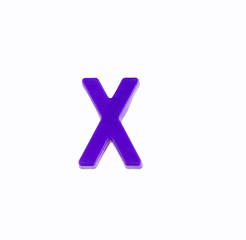Letter X of the alphabet - Piece in violet plastic