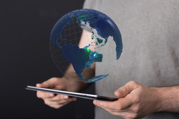 Hand Holding World digital 3d.