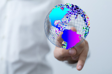 Hand Holding World digital 3d.