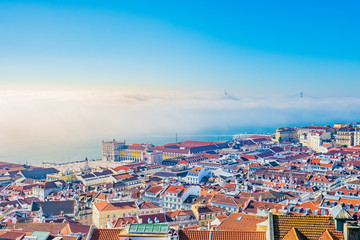 Naklejka premium Colorful top view on Lisbon, Portugal