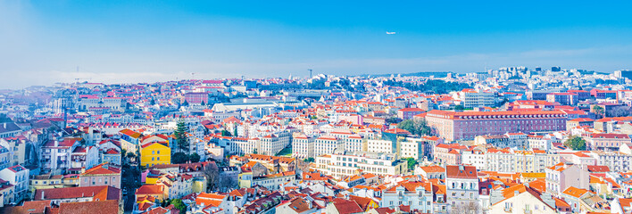 Colorful top view on Lisbon, Portugal