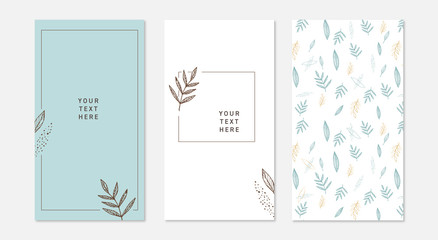 Leaf pattern, vector pattern, organic botanical vector illustration, wallpaper decoration, floral motive for wedding invitation, packaging
