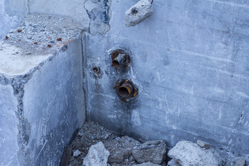 House ruins, destroyed buildings, war