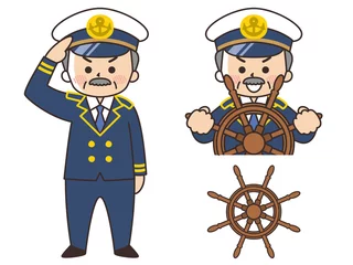 Muurstickers 船長の中年男性　キャプテン © shintako