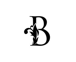 Luxury B Letter Logo. Black Floral B With Classy Leaves Shape design perfect for Boutique, Jewelry, Beauty Salon, Cosmetics, Spa, Hotel and Restaurant Logo. 